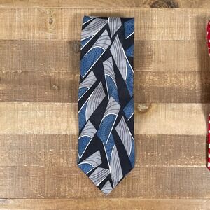 SCREENPLAY by Martin Wong Neck Tie All Silk Blue‎ Geometric Abstract USA